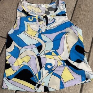 Cato Blue and Yellow Abstract Tank Top